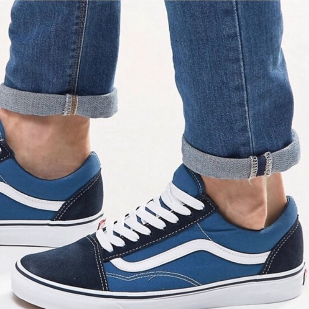 Vans Blue/Black Suede Old Skool Low Top Sneakers